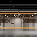 Modern Underground Parking Lot With Exquisite Unit Entrance And Soft Bright Indoor Lighting Design