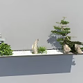 Wall Mounted Miniature Garden With White Pebbles Decorative Stones Small Plants And Mini Lantern