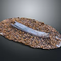 Natural Wooden Log Resting on Pebble Covered Oval Decorative Surface