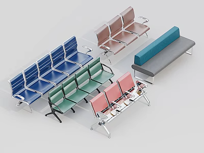 Public Chairs With Multiple Colors Different Styles And Metal Frames For Public Spaces 3d model