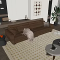 Modern Double Sofa Leather Multiplayer Sofa 3d model