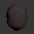 Sci Fi Game Movie Character Mechanical Skull Head With Glowing Blue Eyes And Metallic Texture