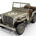 Vintage Military Green Jeep Featuring Open Top Brown Seats Rugged Tires And Classic Design