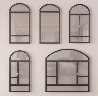 modern casement window arched window floor to ceiling window broken bridge aluminum window 3d model