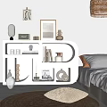 Modern White Decorative Cabinet With Books Vases And Wall Art In Bedroom