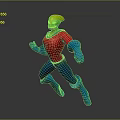 Game and Movie Character With Green Head Red Shirt Blue Pants Dynamic Running Stance