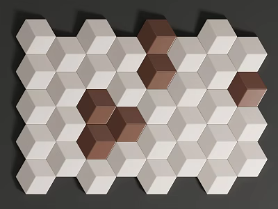 Stylish Hexagonal Wall Decor 3D White And Brown Modules Patterned Arrangement On Dark Wall Background 3d model