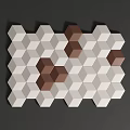 Stylish Hexagonal Wall Decor 3D White And Brown Modules Patterned Arrangement On Dark Wall Background