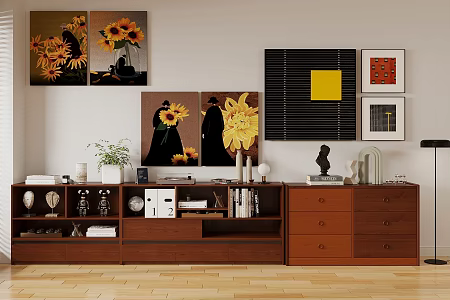 Retro Style Storage Cabinet Antique Style Decorative Cabinet Storage Cabinet Low Bookcase Antique Style Ornaments Combination Decorative Cabinet Ornaments Antique Style TV Cabinet 3d model
