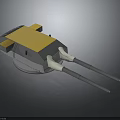 3D Model of Modern Weapon With Yellow Top Gray Body and Double Metal Rods