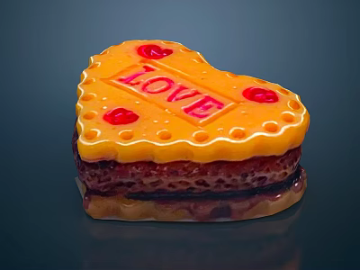 Heart shaped Decorative Item With Orange Glaze LOVE Text And Red Accents 3d model