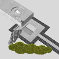 Modern Water Fountain Design With Concrete Structure Stone Accent And Greenery