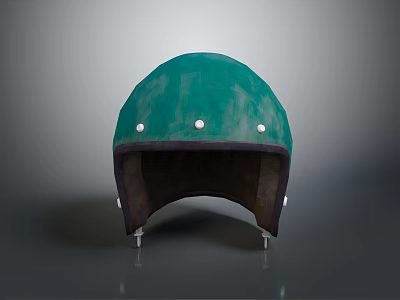 Green Tactical Military Helmet With Metal Rivets Dark Interior And Metal Base 3d model