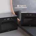 Minotli Two Black Sleek Kitchen Ovens With Digital Display On Gray Background