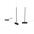 Three Brooms Hardware Tools Two Standing One Lying For Home Cleaning