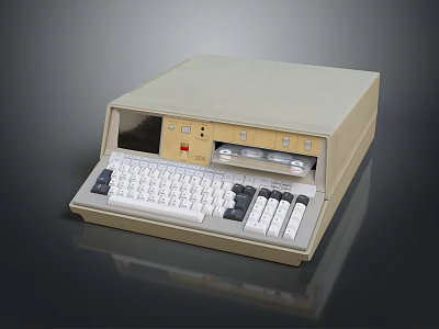 Vintage Desktop Computer With Beige Case Keyboard And Front Panel Drives 3d model