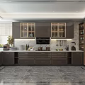 Modern Kitchen Interior With Dark Cabinets Island Countertop And Kitchen Appliances