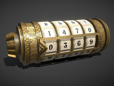 Golden Vintage Commercial Equipment With Number Wheels And Decorative Carvings For Counting 3d model