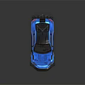 Blue Sports Car With Black Rear Wing Gold Wheels And Sporty Body Kit