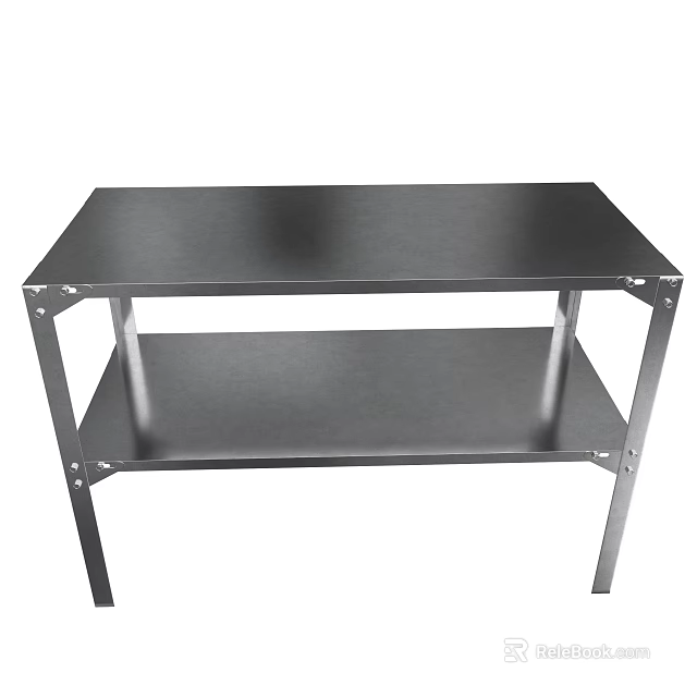 Sturdy Stainless Steel Outdoor Table With Two Tier Shelf Design For Outdoor Use 3d model 