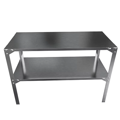 Sturdy Stainless Steel Outdoor Table With Two Tier Shelf Design For Outdoor Use 3d model
