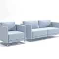 Modern Light Blue Sofa Set with Single and Double Seats for Living Room 3d model