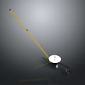 Space Communication Antenna with Long Yellow Support Boom and White Dish Structure 3d model