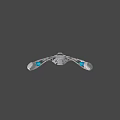 Futuristic Spaceship With Sleek Metallic Design And Illuminated Lights In Starry Space