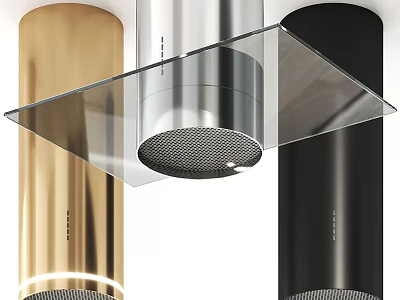 Modern Kitchen Range Hoods in Gold Silver Black with Stainless Steel and Glass Panels 3d model