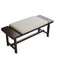 Simple Dark Wood Bench With Light Beige Cushion For Indoor Seating 3d model