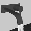 Modern Black Wall Mounted Faucet With Water Flowing Into Sink Design