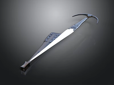 Modern Metal Scythe Weapon With Sharp Blade Curved Handle And Mechanical Details 3d model