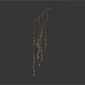 Modern Abstract Metallic Sculpture with Curved Wires and Hanging Beads Design