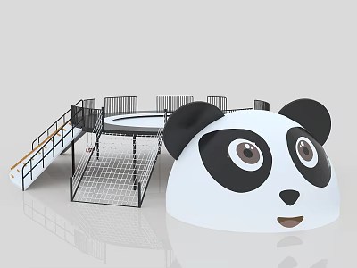 Fun Panda Head Shaped Sports Equipment With Circular Platform Staircase And Railings 3d model