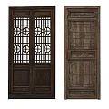 Traditional Chinese Style Wooden Doors With Intricate Carvings And Lattice Patterns