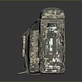 Soldier Wearing Camouflage Backpack With Water Bottle And Tactical Pockets