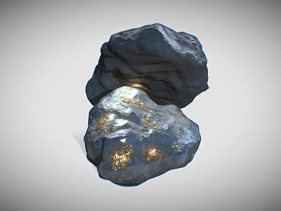 Natural Wood Stone Decorative Elements With Dark And Silver Gold Flecked Surfaces For Interior Design 3d model
