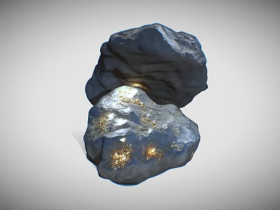 Natural Wood Stone Decorative Elements With Dark And Silver Gold Flecked Surfaces For Interior Design 3d model