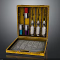 Laboratory Equipment Set With Wooden Case Colorful Capped Reagent Bottles And Instruction Sheet