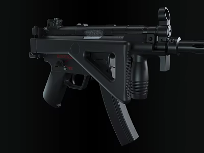 Black Submachine Gun With Modern Design Tactical Grip Magazine Sight And Muzzle Features 3d model
