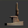 Artistic Leaf Shaped Sculpture Seat With Wooden Texture And Brick Base On Stone Platform