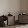 Gray Modern Nightstands With Drawers Storage Shelf And Books On Top