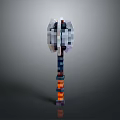 Pixel Style Game Weapon Hammer With Silver Gray Head And Blue Orange Handle