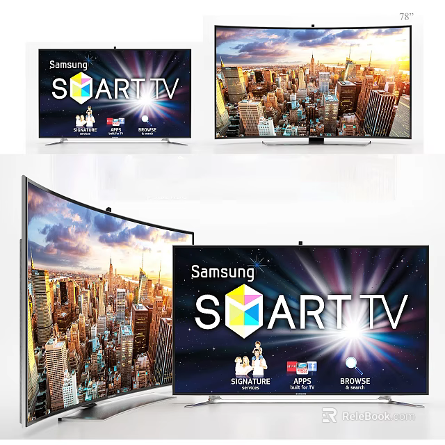 Samsung SMART TV Curved Screen With High Definition City View 3d model 