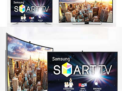 Samsung SMART TV Curved Screen With High Definition City View 3d model