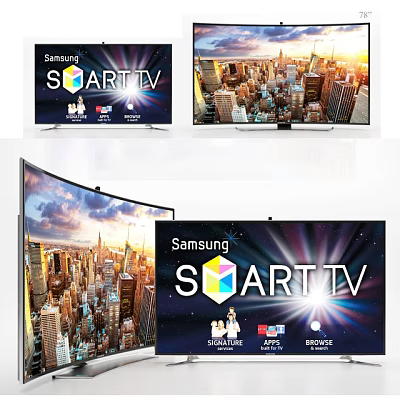 Samsung SMART TV Curved Screen With High Definition City View 3d model