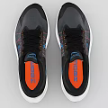 Black And Gray Running Shoes With Blue Orange Stripes And White Sole