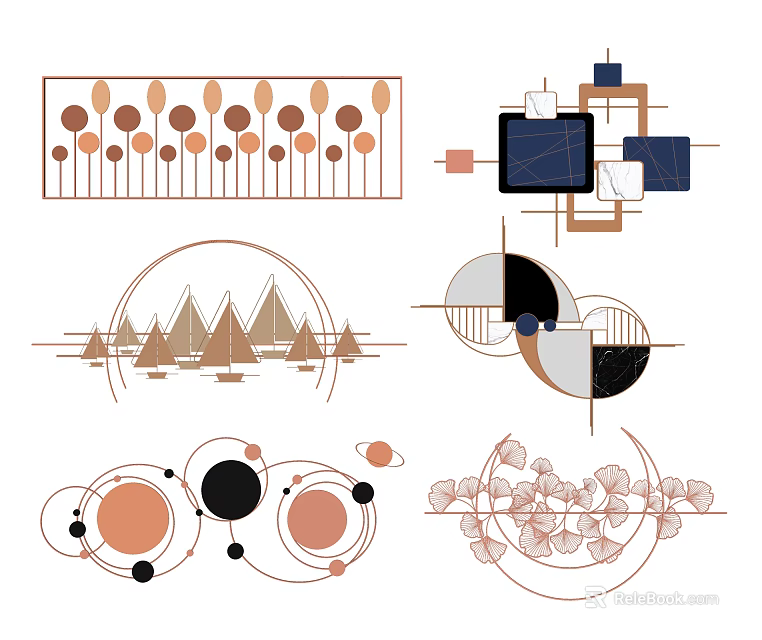 Modern Wall Decor With Geometric Shapes Circular Triangles And Abstract Patterns 3d model