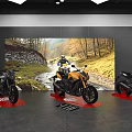 Modern Showroom Interior Design With Red Navy Reception Desk RBP Logo And Display Areas
