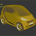 Yellow Small Car With Black Roof And Silver Alloy Wheels Modern Design